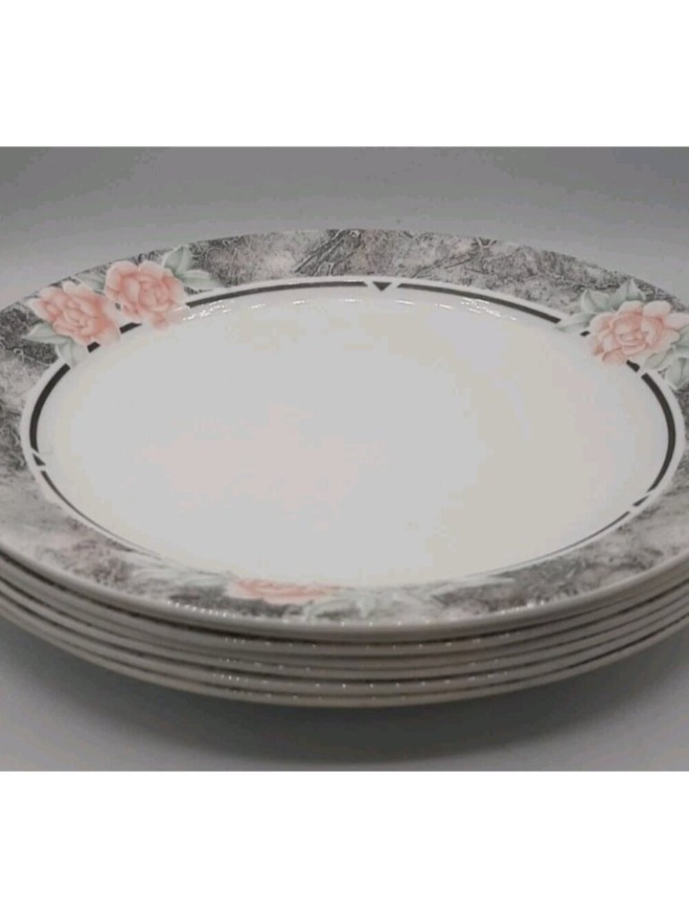 Vintage Corelle Silk and Roses Dinner Plates 10 1/4 In Set of 7 Plates